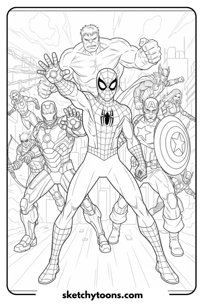 Avengers Teamup coloring page