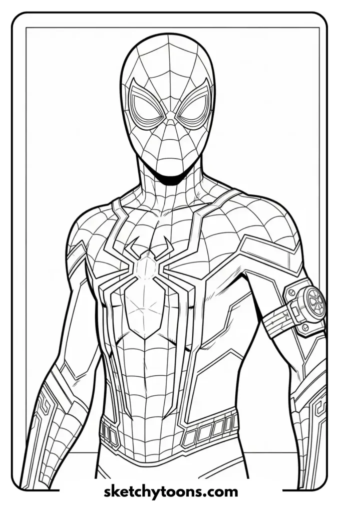 Spiderman upgraded suit coloring page