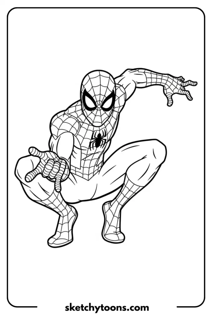Spiderman posing coloring page