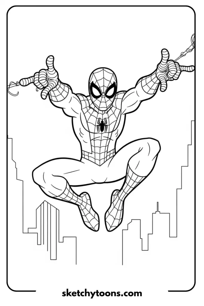 Spiderman jumping coloring pagejumping coloring page