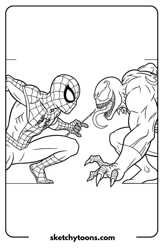 Spiderman and Venom coloring page