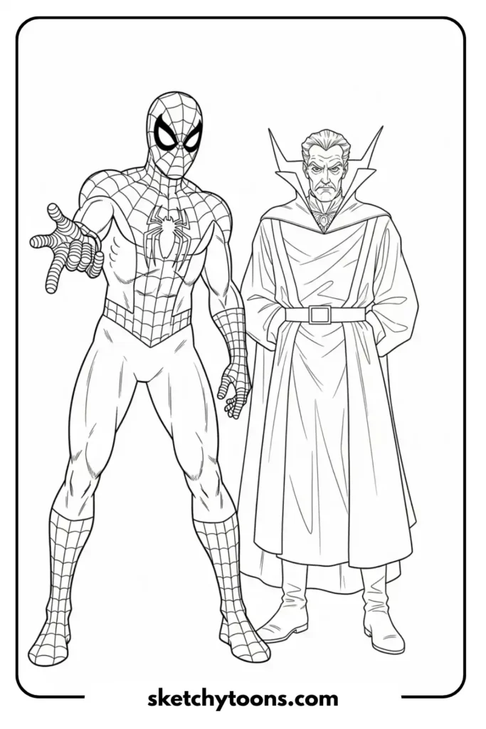 Spiderman and Dr. Strange coloring page