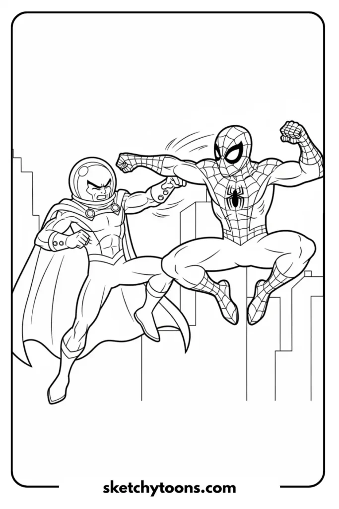 Spiderman and mysterio coloring page