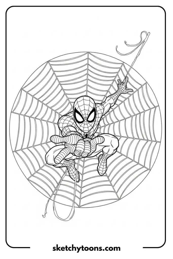 Spiderman web coloring page