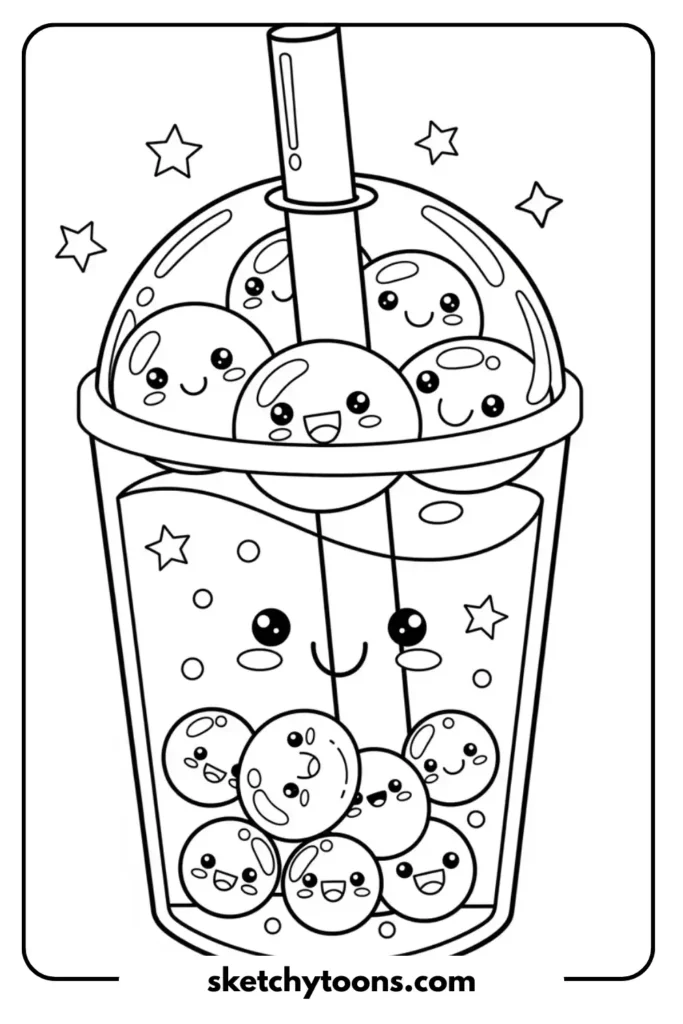 30 Cute Kawaii Boba Tea Coloring Pages Free PDF Printable 