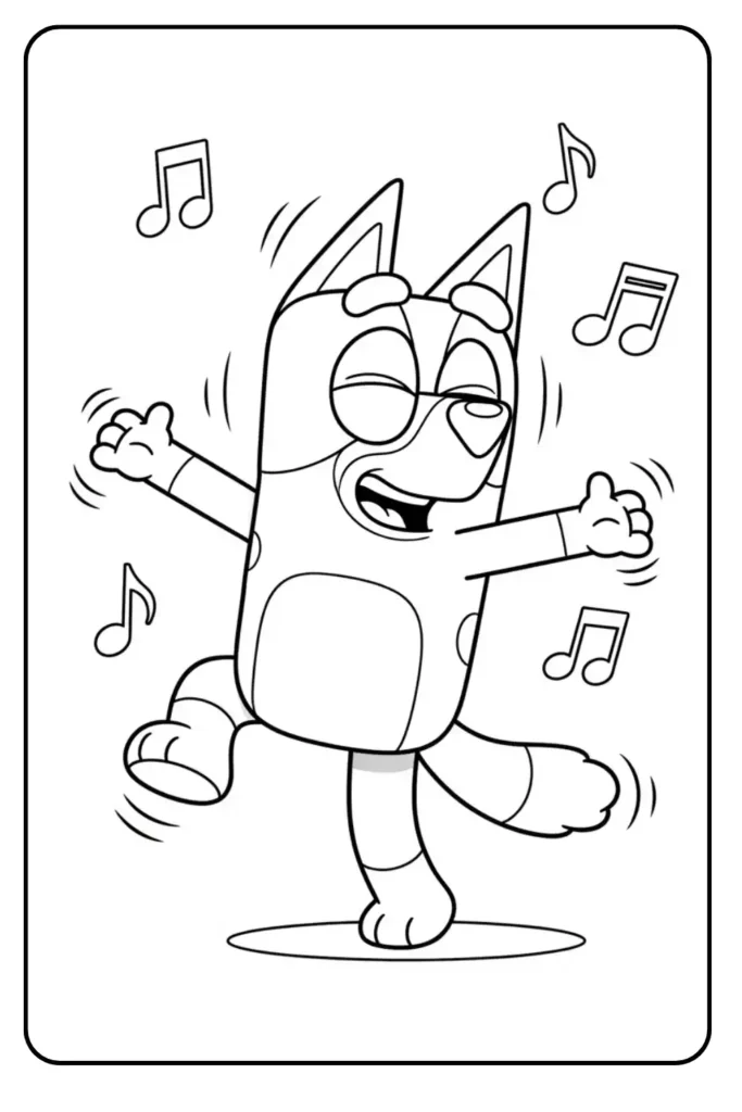 Bluey Dancing coloring page
