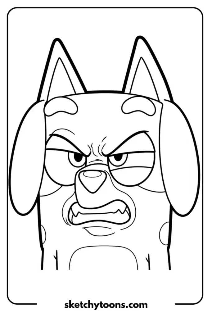 Bluey in Angry Expression coloring templates