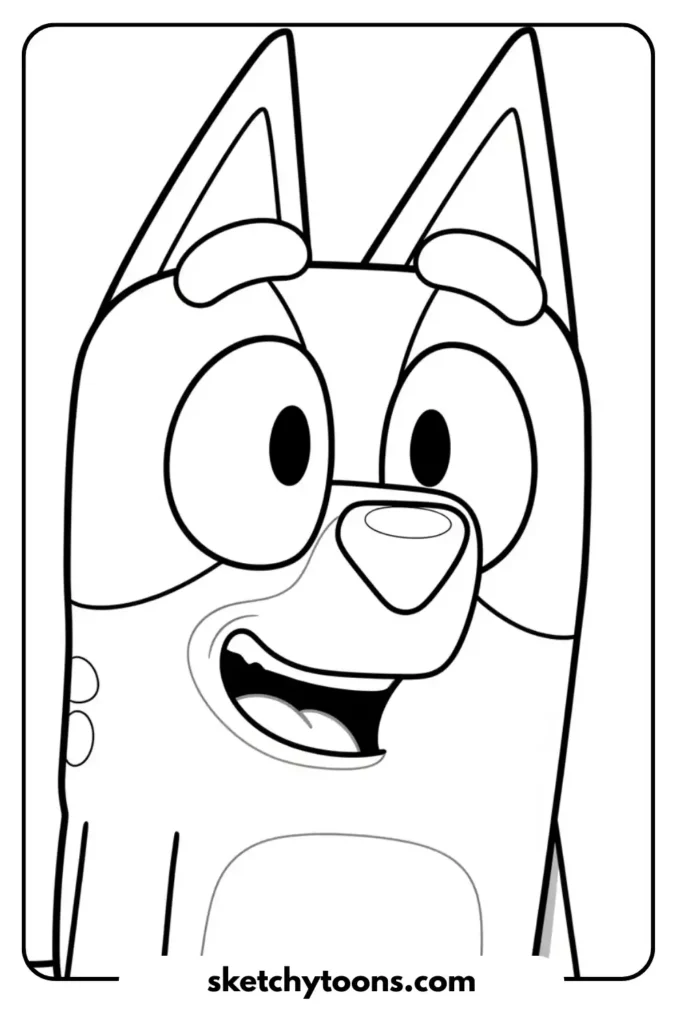 Bluey in Happy Expression coloring page