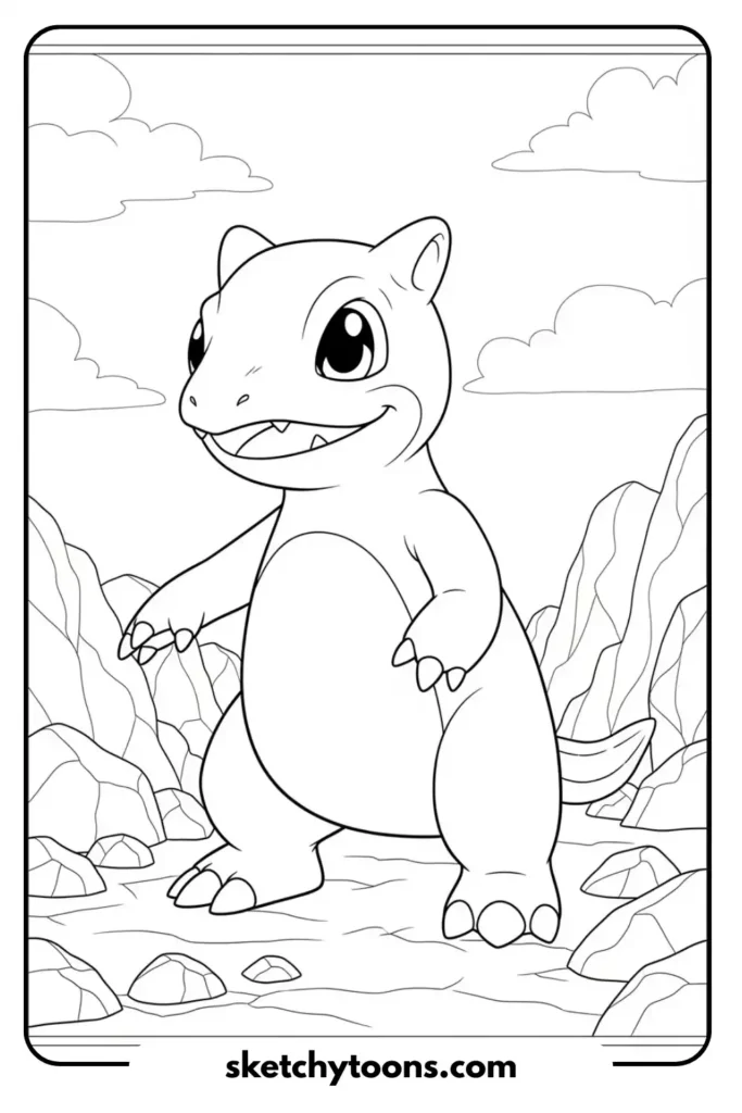 Cubone Standing Among Rocks coloring page