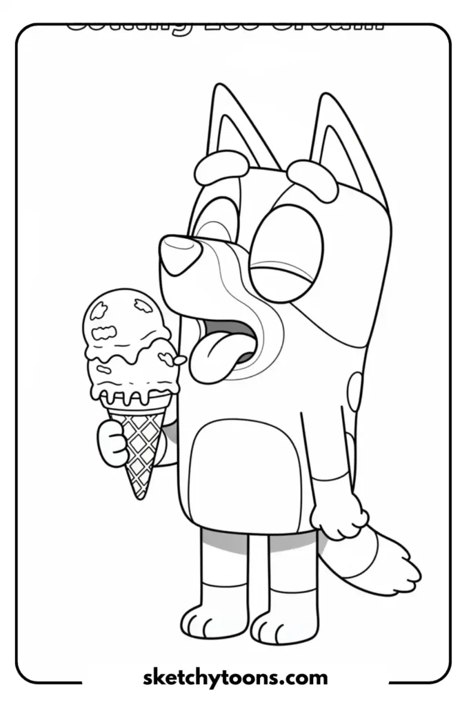 Enjoying an Ice Cream coloring sheet