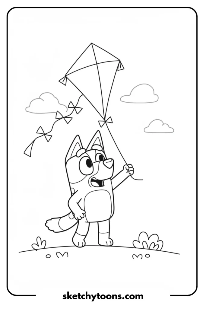 Flying a Kite coloring sheet