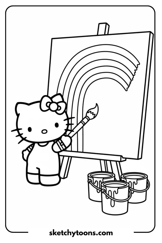 Hello Kitty Painting coloring page