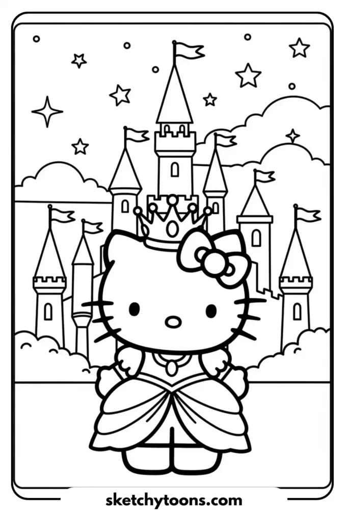 Hello Kitty Princess Coloring Page