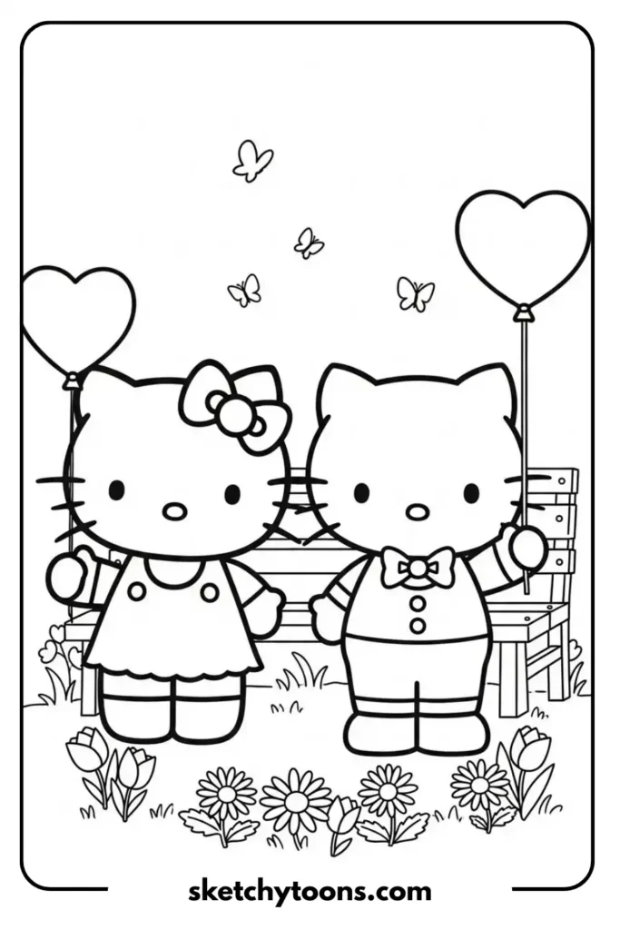 Hello Kitty and Dear Daniel Coloring Page