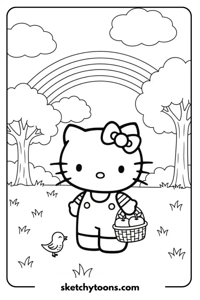 Hello Kittystanding Coloring page
