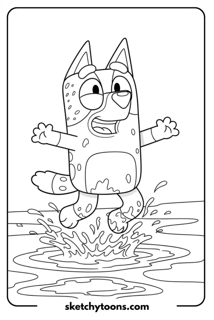 Jumping in Puddles coloring sheet