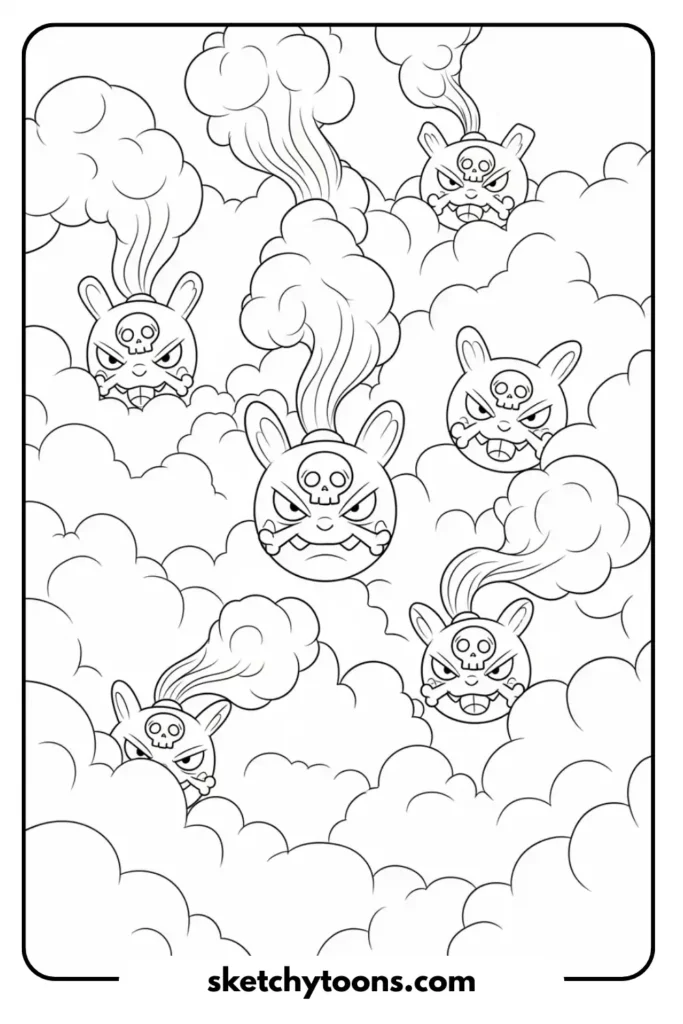 Koffing Faces in Clouds coloring page