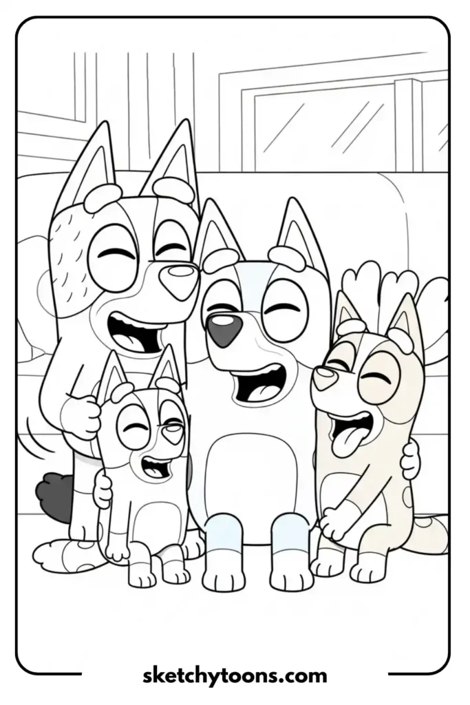 Laughing with Family coloring template