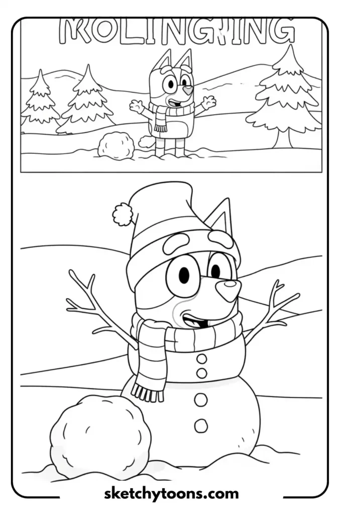 Making a Snowman coloring page