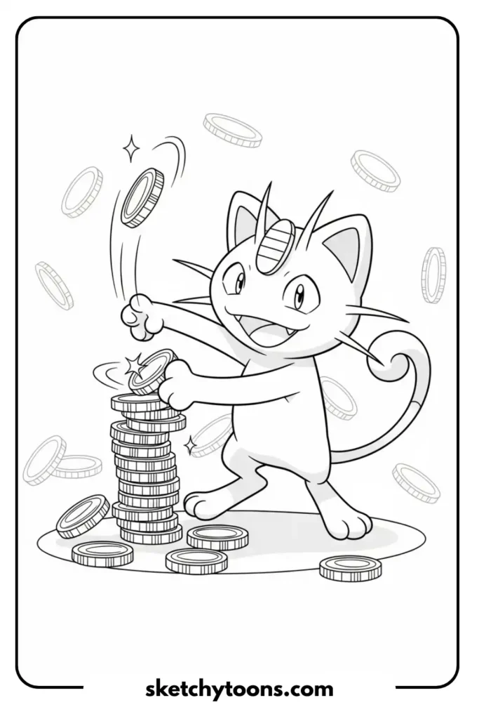 Meowth’s Mischief coloring page