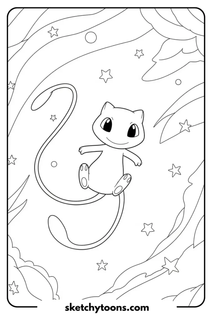 Mew Floating in Space coloring page