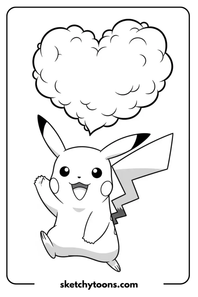 Pikachu with a Heart-Shaped Cloud