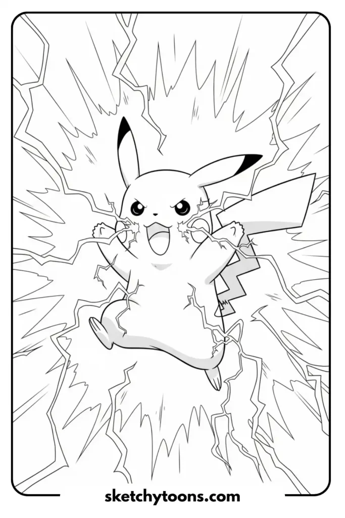 Pikachu’s Lightning coloring page