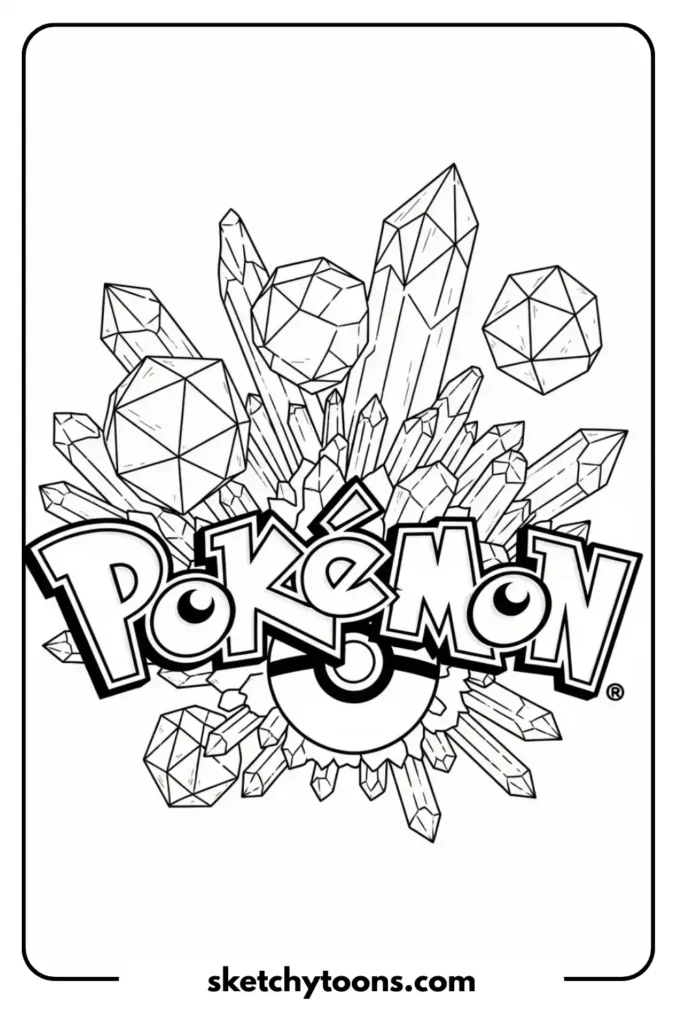 Pokémon Logo with Crystals coloring page