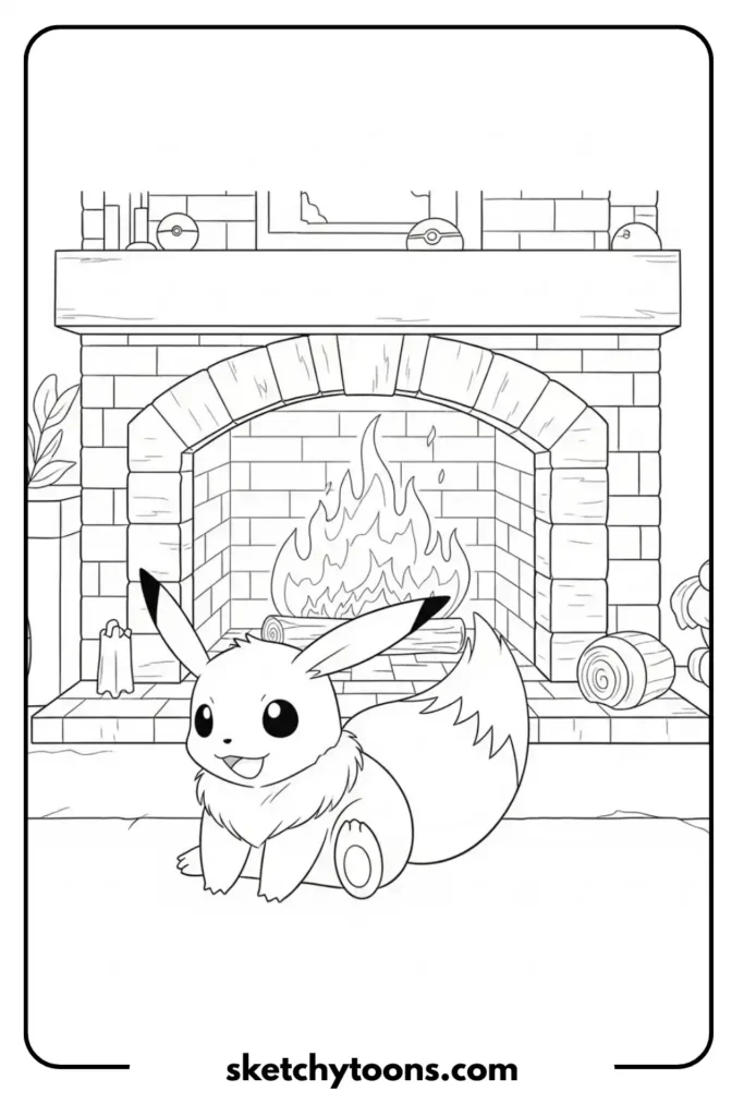 Pokémon by the Fireplace