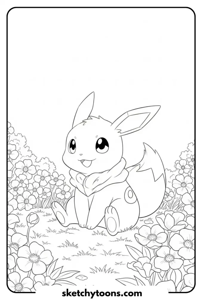 Pokémon with Flowers coloring page