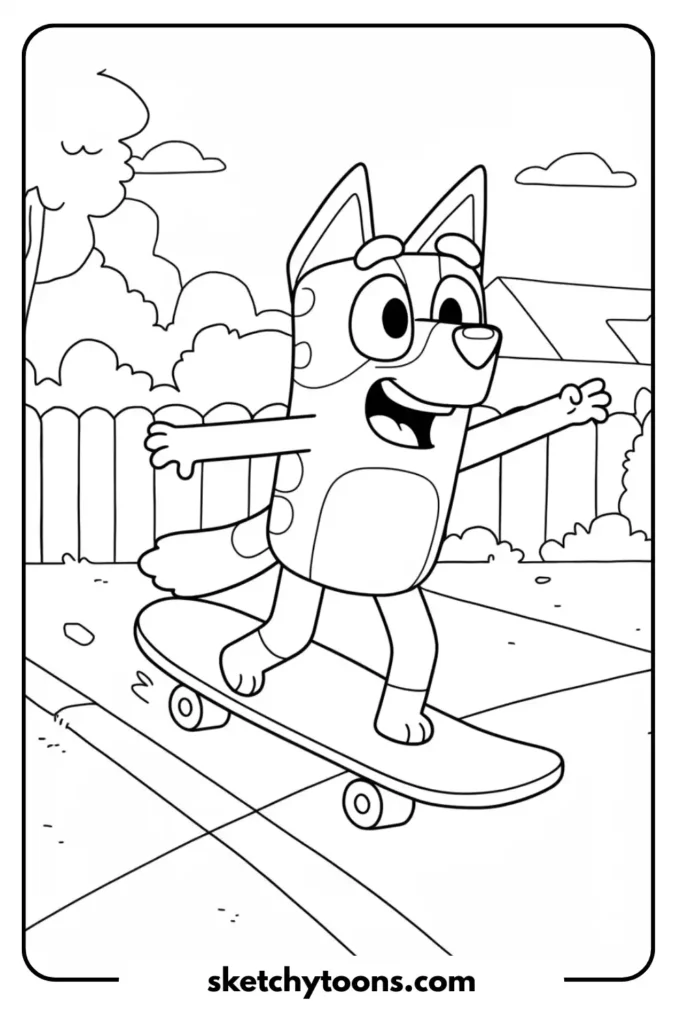 Riding a Skateboard coloring page