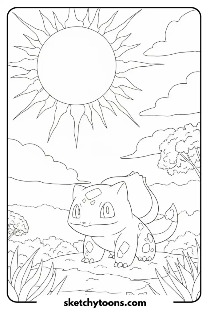 Squirtle and the Waterfall coloring page 2