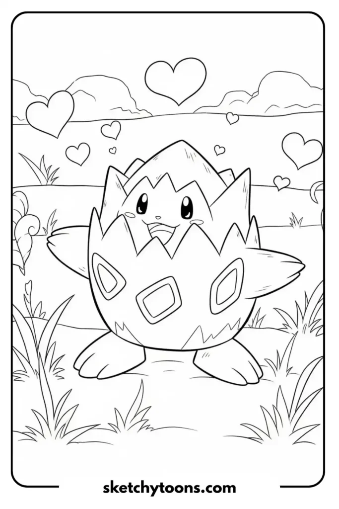 Togepi with Hearts coloring page