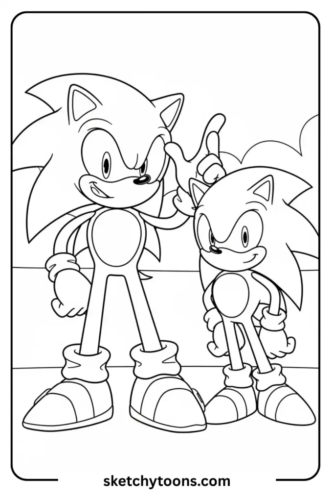 Sonic and Classic Hedgehog coloring page