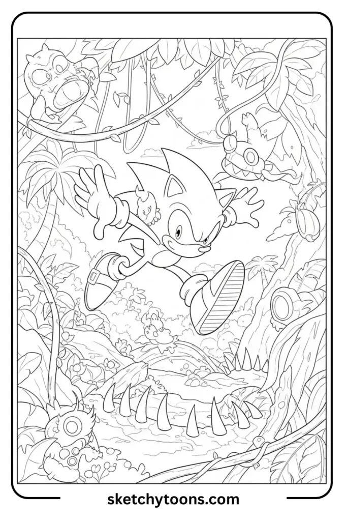 Sonic jungle coloring page