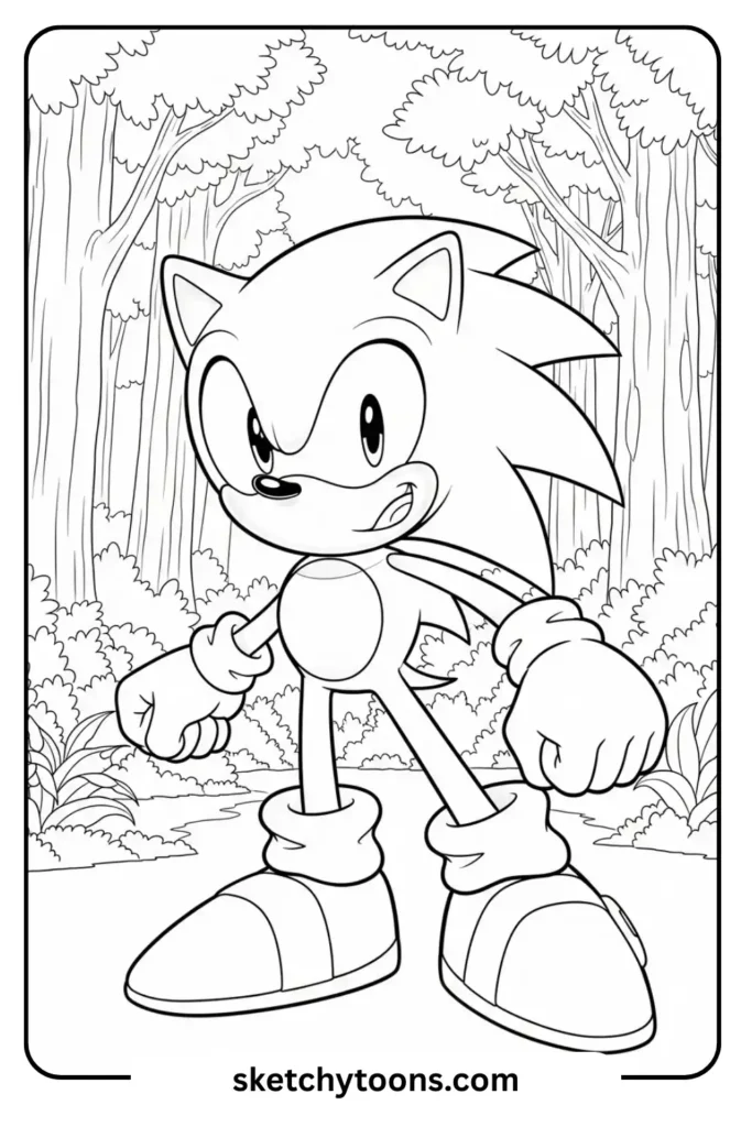 Sonic smiling coloring page