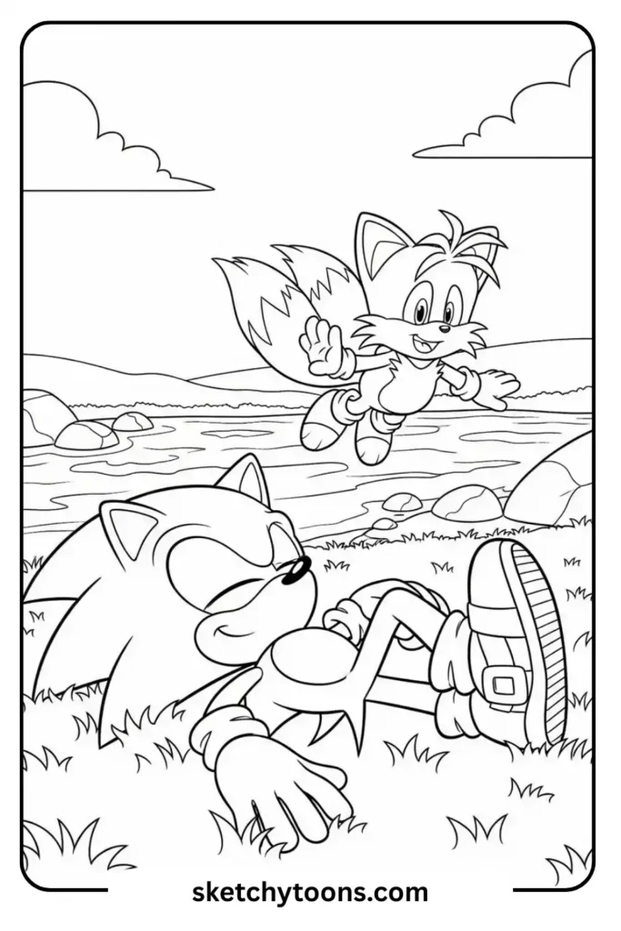 Sonic peaceful day coloring page