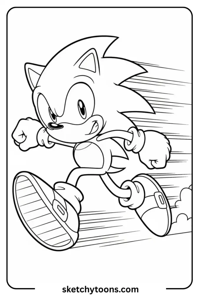 Sonic running coloring page