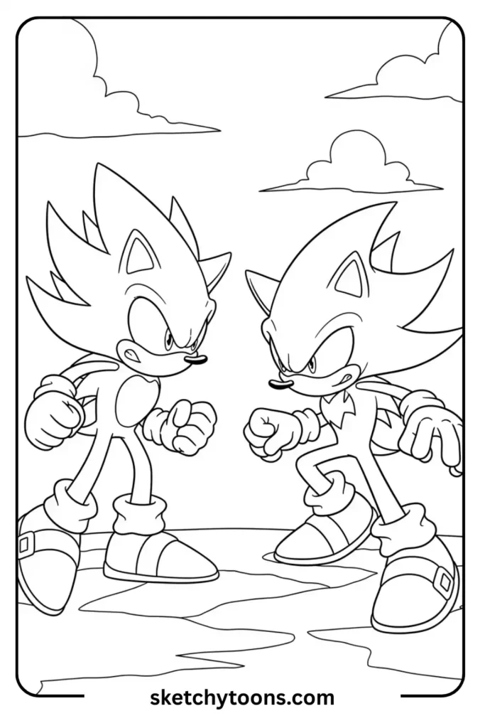 Sonic and Shadow coloring page