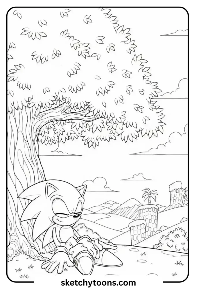 Sonic in Green Zone coloring page