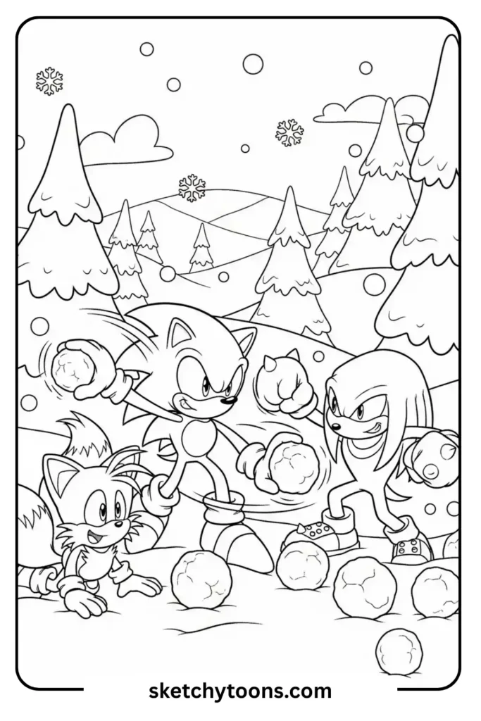 Sonic playful coloring page