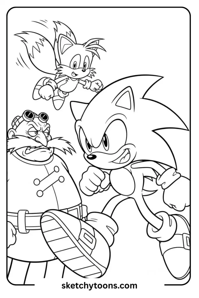 Sonic classic running pose coloring page