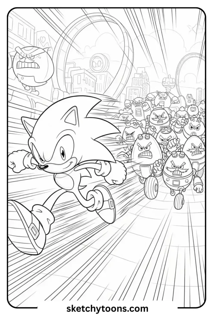 Sonic high-speed coloring page