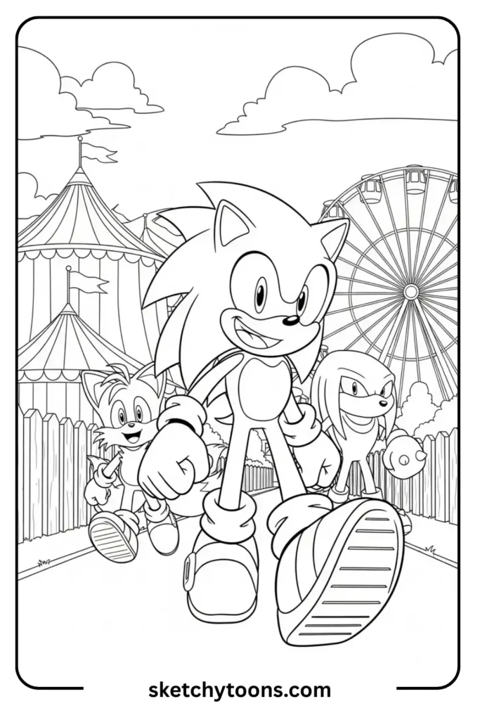 Sonic Prime, Tails, and Knuckles coloring page