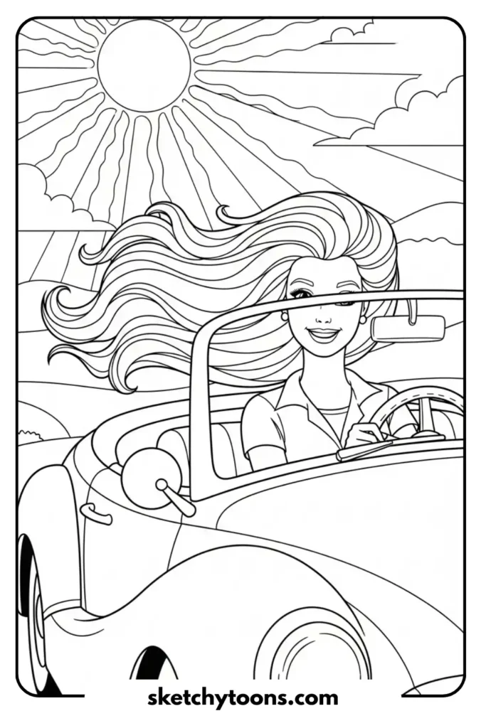 Barbie Driving drawing page