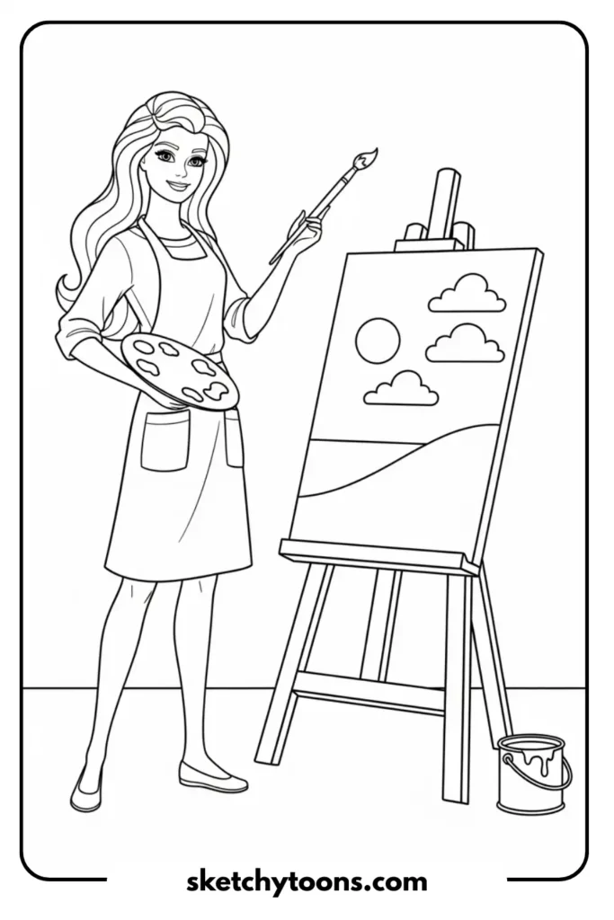 Barbie the Artist sketch sheet