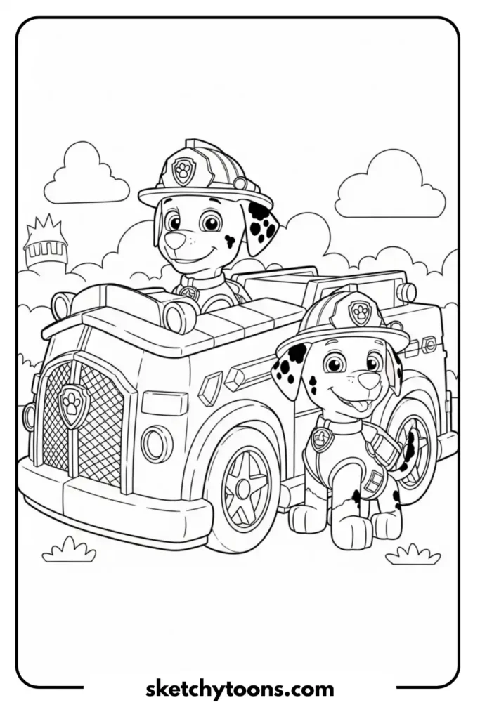 Chase Showing His Badge art coloring page