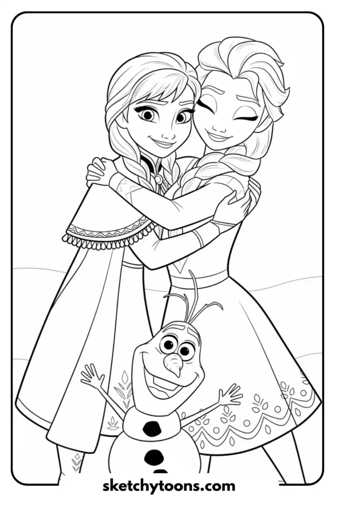 Elsa, Anna, and Olaf art page