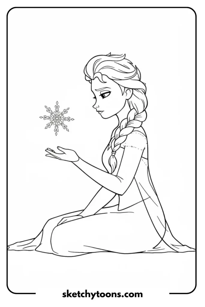 Elsa Focused with Snowflake Coloring page