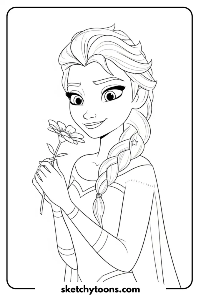 Elsa Holding Flower sketch page